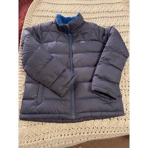 L.L.Bean Kids DownTek Water-Resistant Puffer Jacket L14-16 Navy Blue Fleece Lini